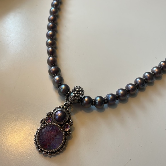 Steven Dweck Serling Silver Caviar Pendant purple Pearl necklace - Picture 4 of 7